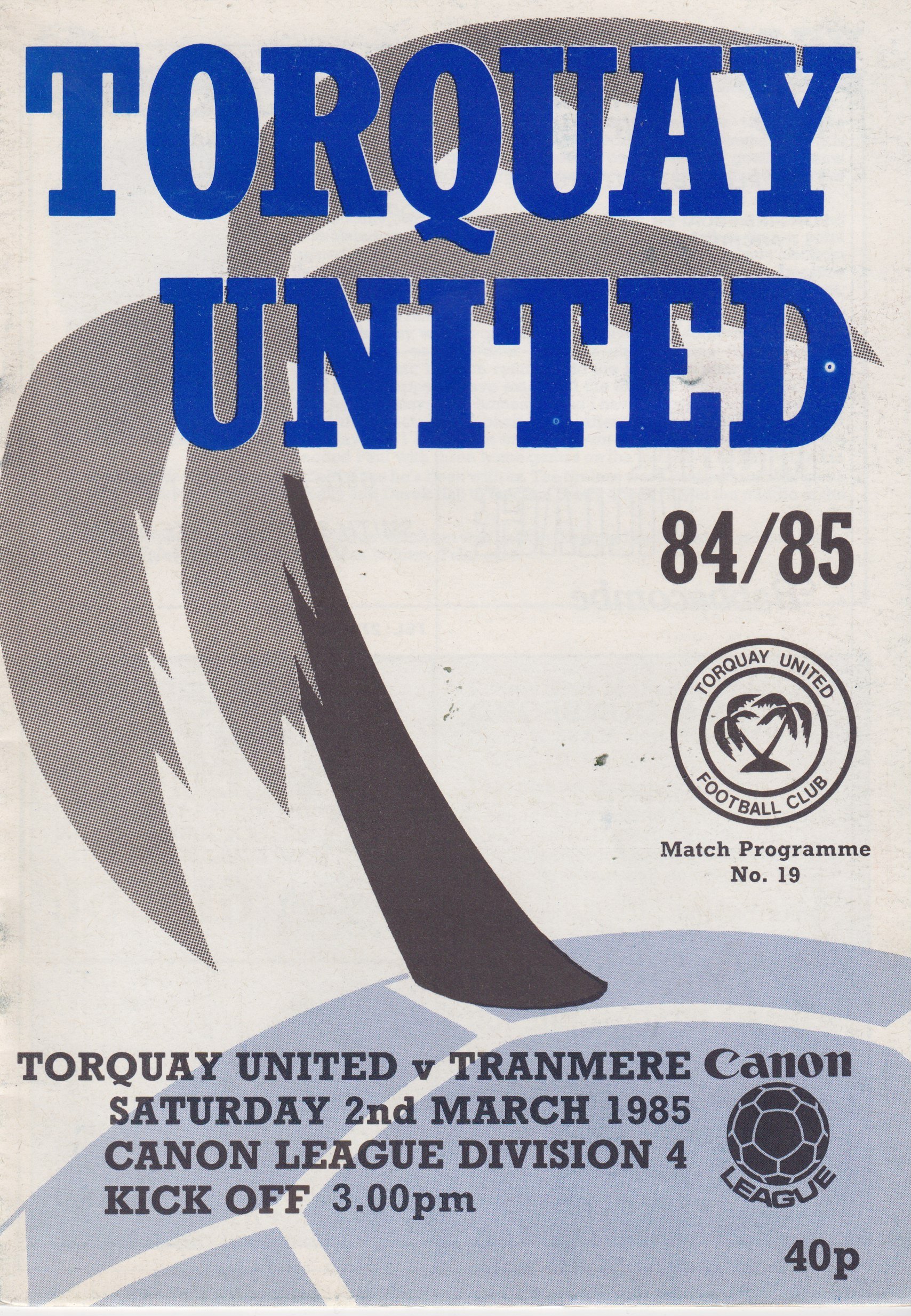 Torquay United v Tranmere Rovers match programme